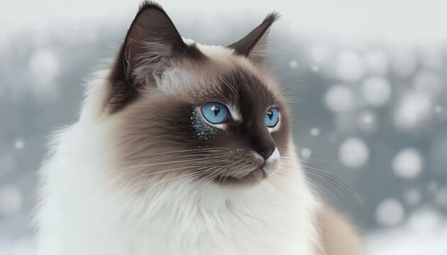 Close-up photo The pet cat - Generative AI