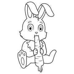 A rabbit eating carrot coloring page