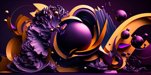 Abstract art with overlapping shapes and patterns in shades of purple Generative AI