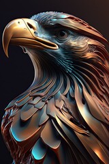 Cool, Epic, Artistic, Beautiful, and Unique Illustration of Eagle Animal Cinematic Adventure: Abstract 3D Background with Majestic Wildlife and Futuristic Design (generative AI)