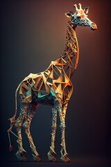 Cool, Epic, Artistic, Beautiful, and Unique Illustration of Giraffe Animal Cinematic Adventure: Abstract 3D Background with Majestic Wildlife and Futuristic Design (generative AI)