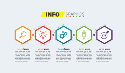 infographic design template vector illustration with icons and 5 options or steps.can be used for presentation process,layout,banner,data graph,presentation	