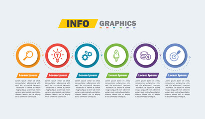 infographic design template vector illustration with icons and 6 options or steps.can be used for presentation process,layout,banner,data graph,presentation	