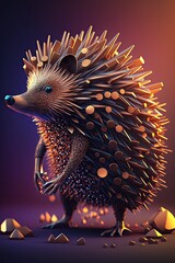 Cool, Epic, Artistic, Beautiful, and Unique Illustration of Hedgehog Animal Cinematic Adventure: Abstract Background with Majestic Wildlife and Futuristic Design (generative AI)