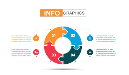 circle infographic design template vector illustration with icons and 4 options or steps can be used for process presentation presentation banner layout data graph presentation