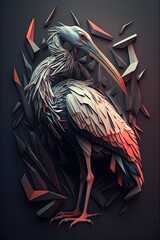 Cool, Epic, Artistic, Beautiful, and Unique Illustration of Ibis Animal Cinematic Adventure: Abstract Background with Majestic Wildlife and Futuristic Design (generative AI)