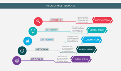 infographic design template vector illustration with icons and 5 options or steps.can be used for presentation process,layout,banner,data graph,presentation	