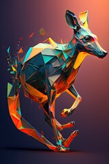 Cool, Epic, Artistic, Beautiful, and Unique Illustration of Kangaroo Animal Cinematic Adventure: Abstract Background with Majestic Wildlife and Futuristic Design (generative AI)