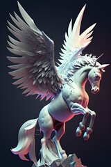 Cool, Epic, Artistic, Beautiful, and Unique Illustration of Pegasus Animal Cinematic Adventure: Abstract Background with Majestic Wildlife and Futuristic Design (generative AI)