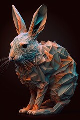 Cool, Epic, Artistic, Beautiful, and Unique Illustration of Rabbit Animal Cinematic Adventure: Abstract 3D Background with Majestic Wildlife and Futuristic Design (generative AI)