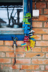 clothespins on the window