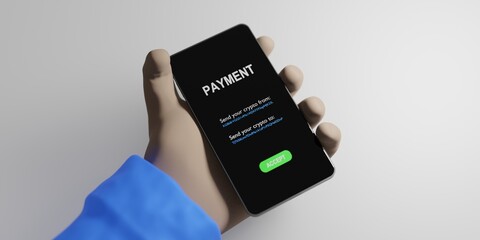 Crypto wallet payment with cellphone.