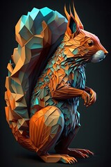 Cool, Epic, Artistic, Beautiful, and Unique Illustration of Squirrel Animal Cinematic Adventure: Abstract Background with Majestic Wildlife and Futuristic Design (generative AI)