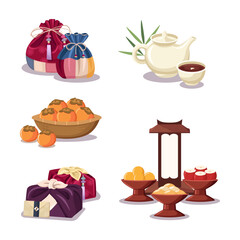 Vector set of chuseok elements