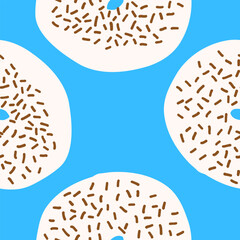 Seamless donuts pattern in cartoon flat style