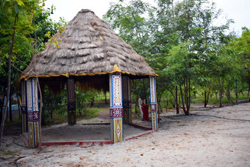 Kutchi Work Hut in Park at Govardhan Parvat, Anjar Kutch, India