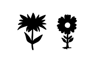 Obraz premium FLOWER Doodle art illustration with black and white style.