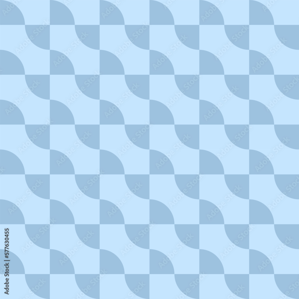 Poster retro geometric aesthetic seamless pattern in style 60s, 70s. minimal monochrome vector print. blue 