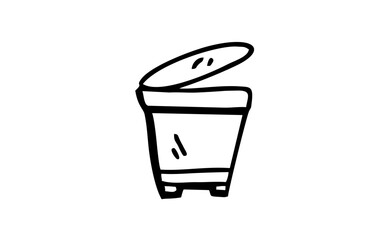 TRASH Doodle art illustration with black and white style.