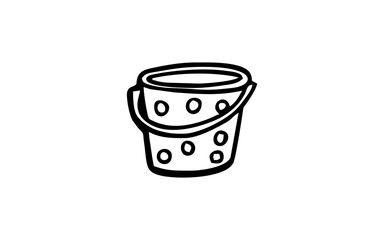 BUCKET  Doodle art illustration with black and white style.