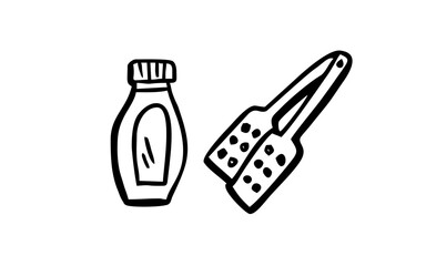 SALT KITCHEN Doodle art illustration with black and white style.