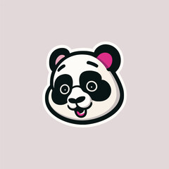 Cute panda face sticker. Vector illustration in cartoon style.