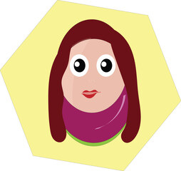 Cute and funny women avatar vector against yellow and white background