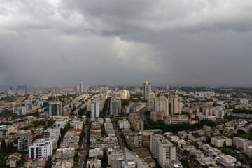 Givatayim, Israel. Top view of the city after the rain