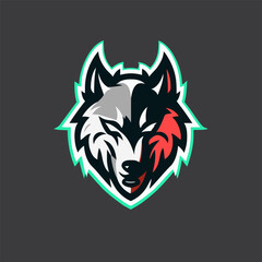 Wolf head mascot logo template vector icon illustration design for sport team or corporate
