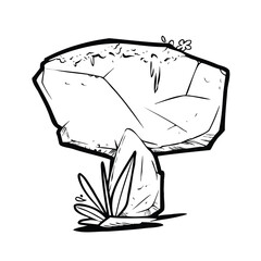 Alphabet Initial T Cartoon Illustration of Stone Rock or Rock Formed by Plants Outline for children coloring book