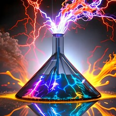 Chemical reaction, electrochemistry, electricity, flash with lighting