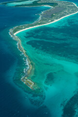 Fototapeta na wymiar Aerial view of Los Roques in Venezuela, turquoise blue beaches, exotic beaches