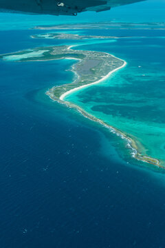 Aerial view of Los Roques in Venezuela, turquoise blue beaches, exotic beaches