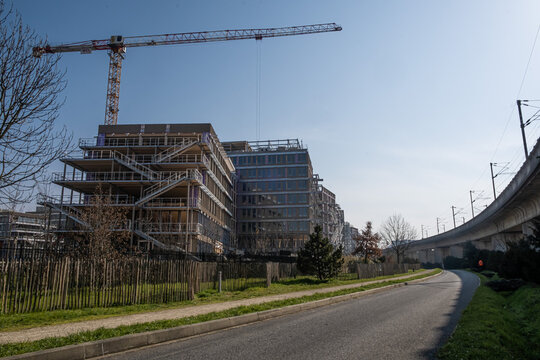 B&acirc;timent en construction Parc du Chemin de l'&iuml;le , Nanterre (Hauts de Seine, France)