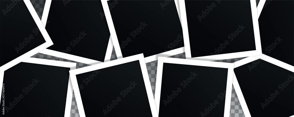 Sticker set of square vector photo frames. collage of realistic frames isolated on transparent background. t