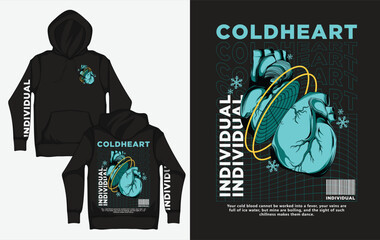 Hoodies with Industrial Streetwear Design, Cold Heart