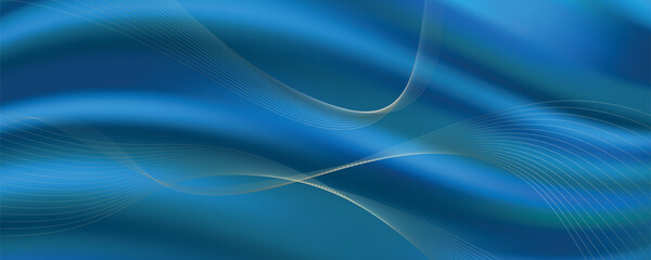 Abstract 3d blue background with golden lines
