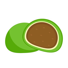 Daifuku vector. Daifuku on white background. Daifuku is Japanese desserts. Matcha Mochi.