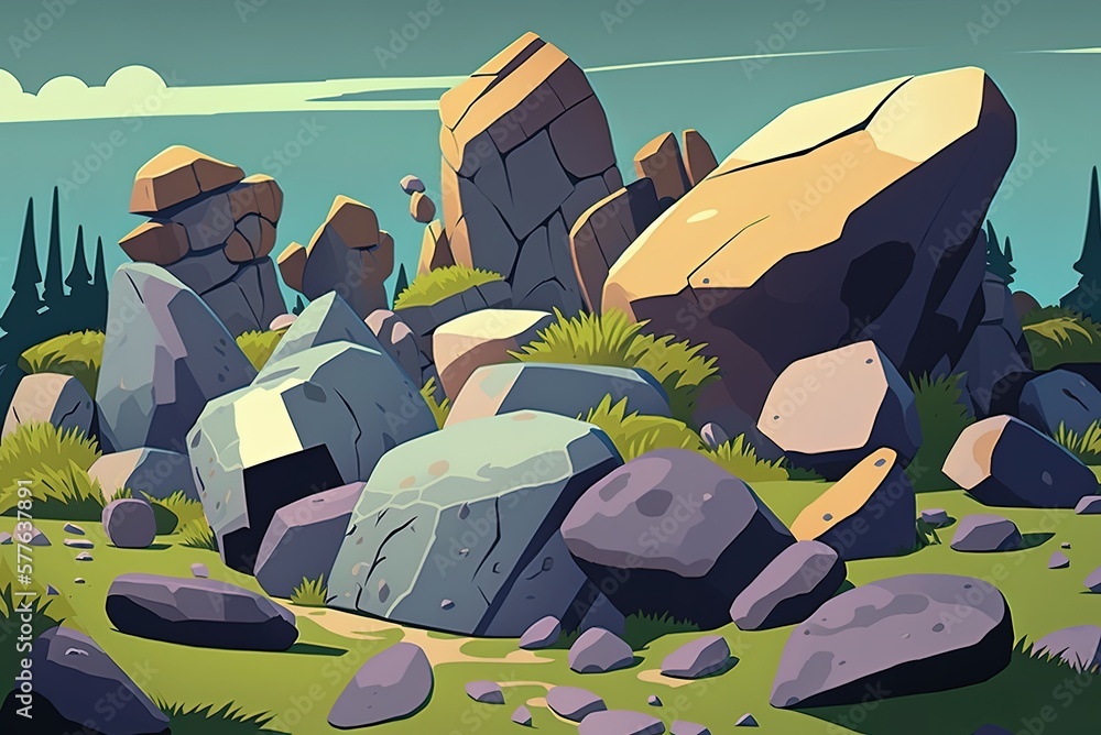 Poster view of mountainous terrain with rocks up close generative ai