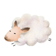 cute illustration with sheep drawing in children's style
