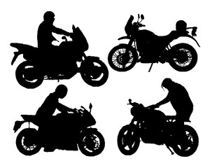 Obraz premium Silhouettes of honda motorcycle with man