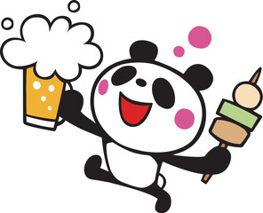 かわいいシンプルパンダ　ビールとおでんでご機嫌