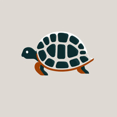Turtle icon in flat style. Vector illustration on gray background.