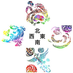 四神図　風水図