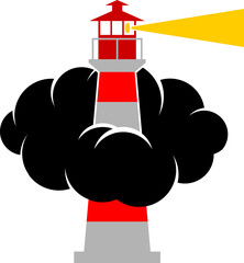 Cloud with simple lighthouse inside