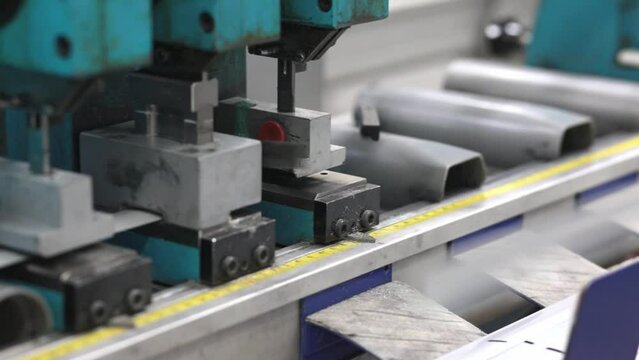 Machine for making metal blinds. Factory