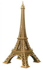 Abwaschbare Fototapete Eiffelturm Eiffel tower famous monument of paris france in golden bronze color isolated white background. french landmark tourism concept