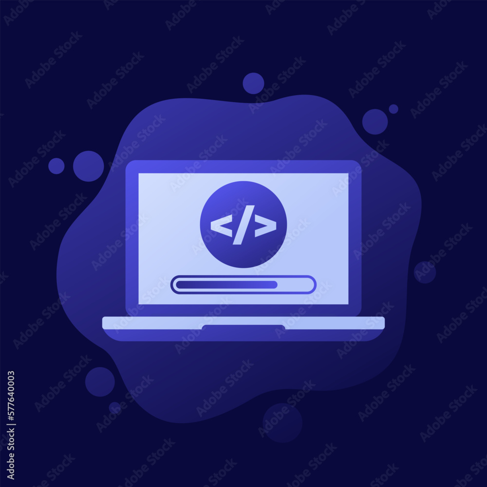 Poster code compilation icon, vector design