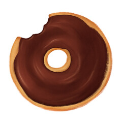 Chocolate Glaze Donut isolated on transparent background 