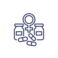 Estrogen therapy icon, line vector